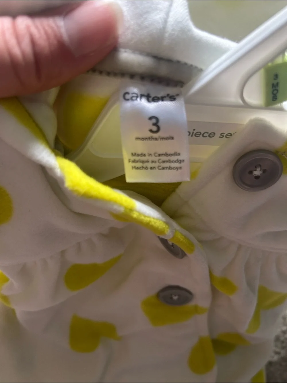 Carter's White Hooded Top & Yellow Heart Bodysuit Set